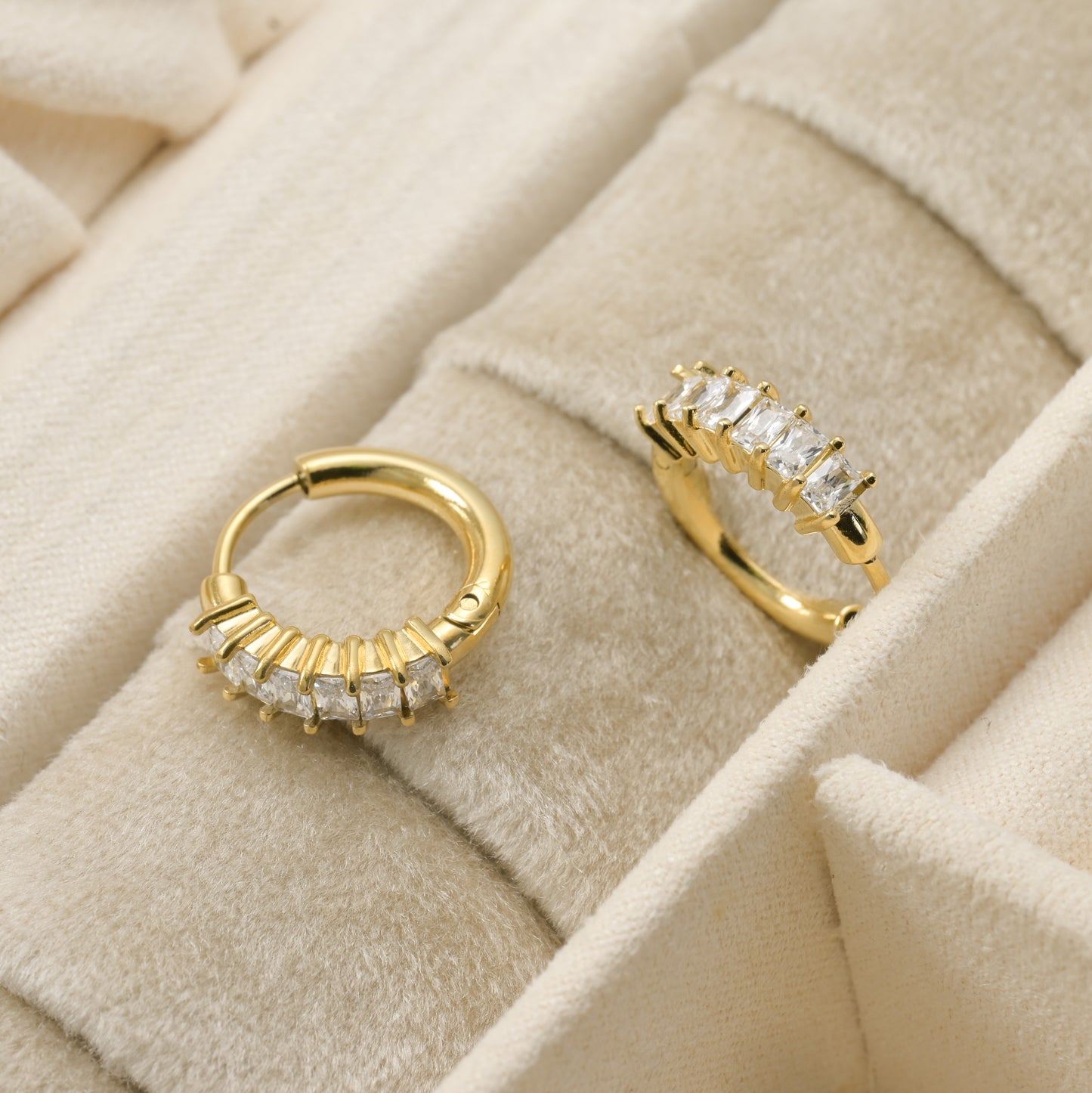 Baguette Diamond Hoops