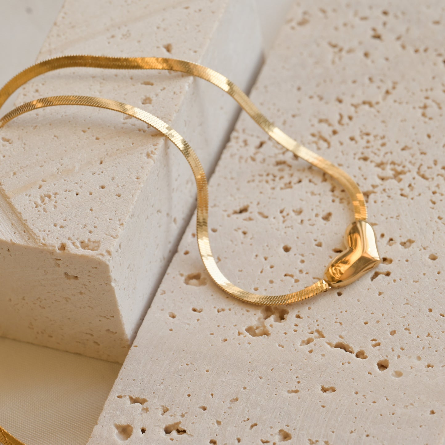 Small Herringbone Heart Necklace