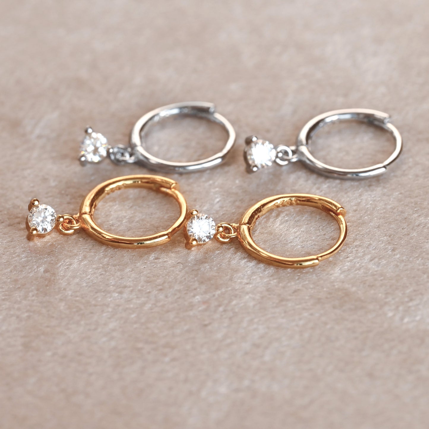 Silver CZ Drop Hoops