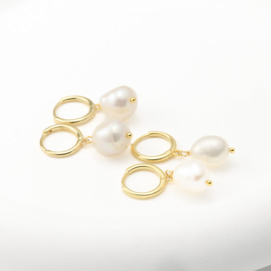 Silver Pearl Drop Earrings
