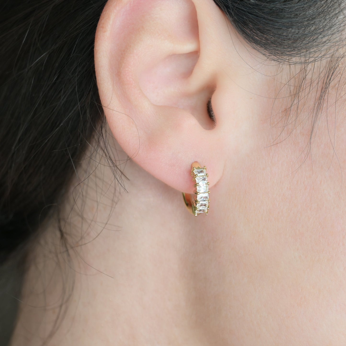 Baguette Diamond Hoops