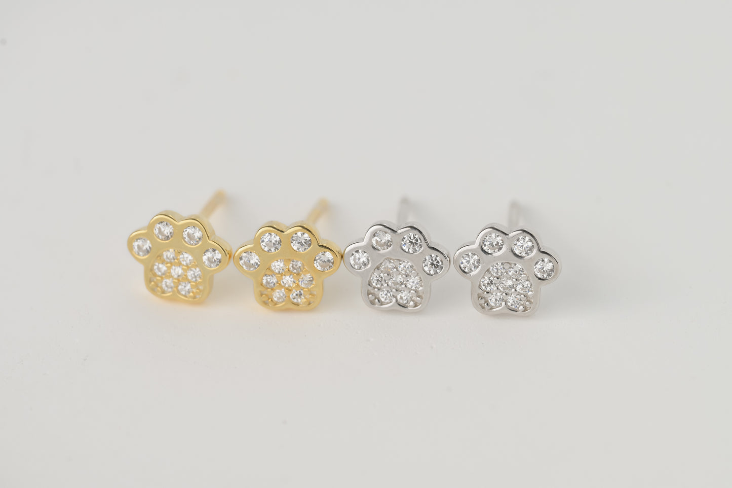 Silver Paw Studs