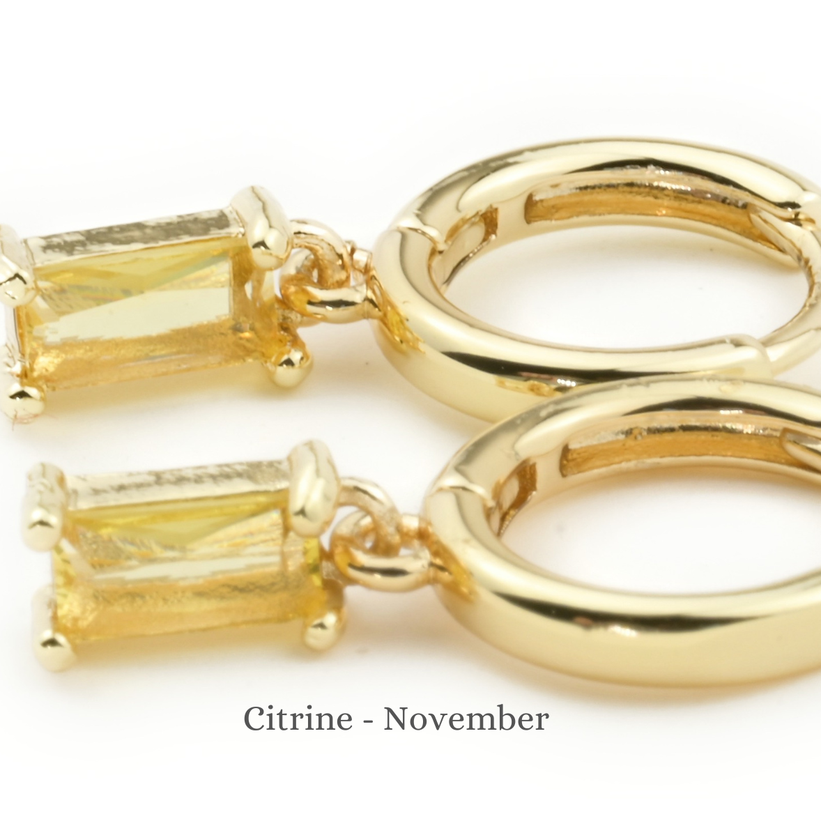 Baguette Birthstone Hoops