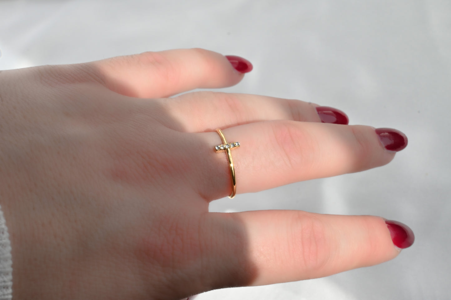 Diamond Bar Open Ring