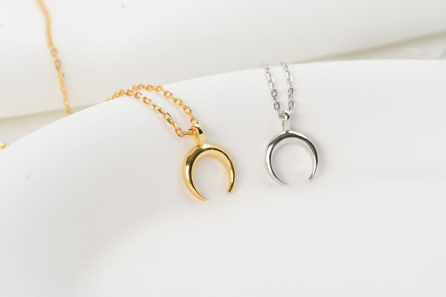 Silver Crescent Necklace