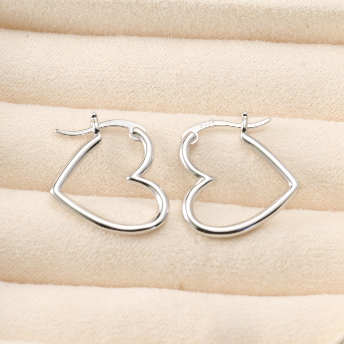 Sterling Silver Medium Sideways Heart Hoops