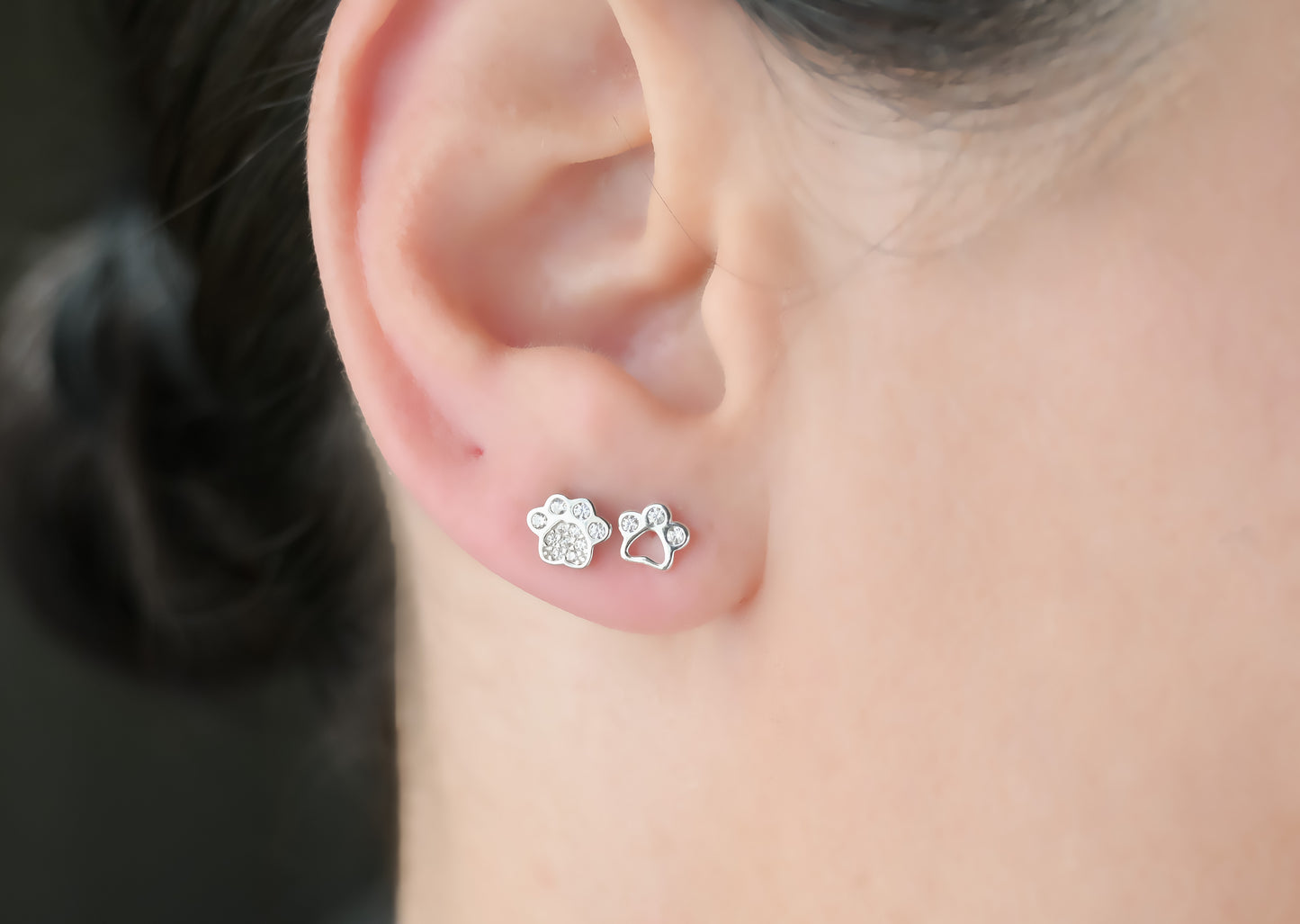 Silver Paw Studs