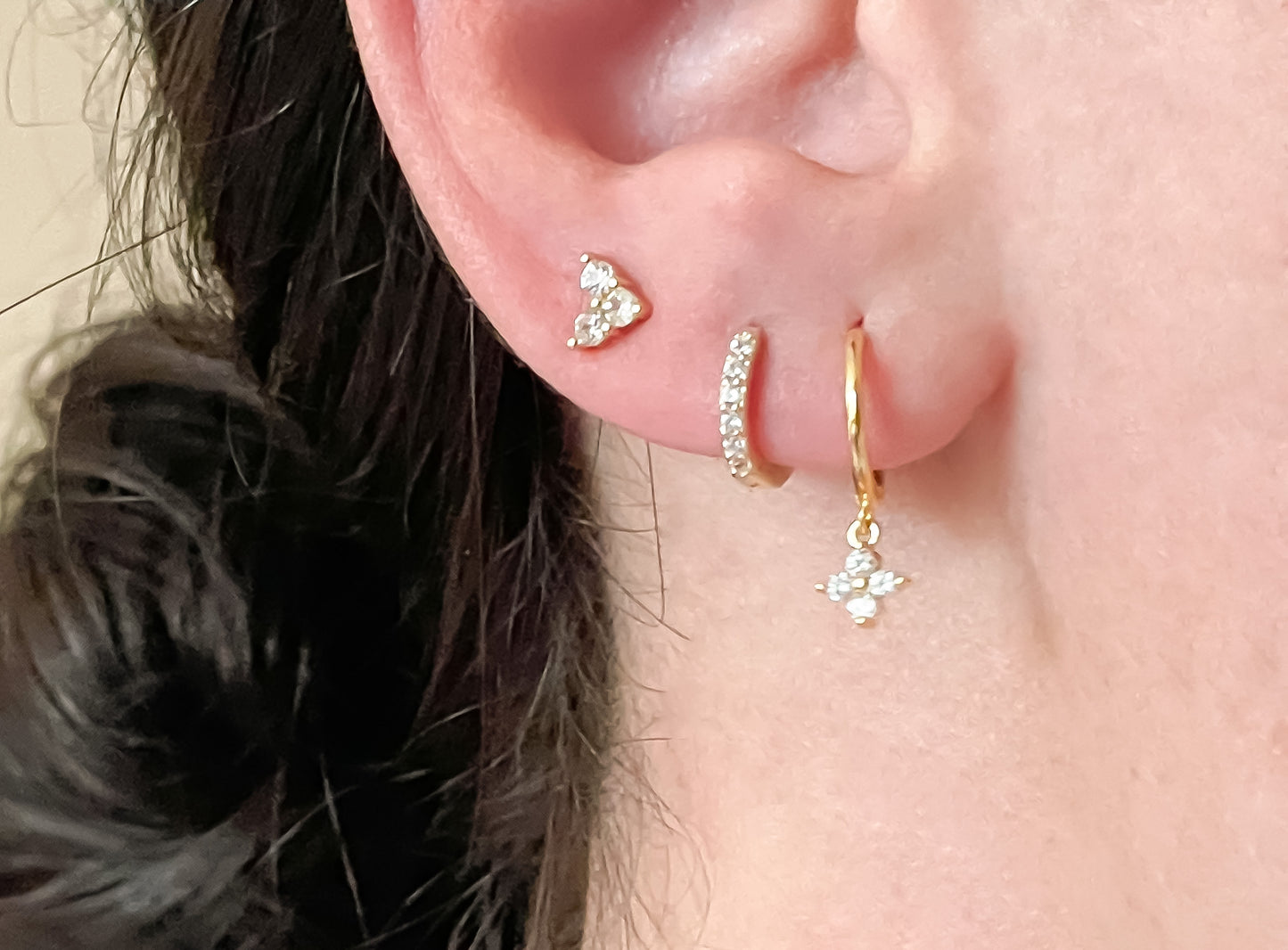 Silver Clover Earring Set