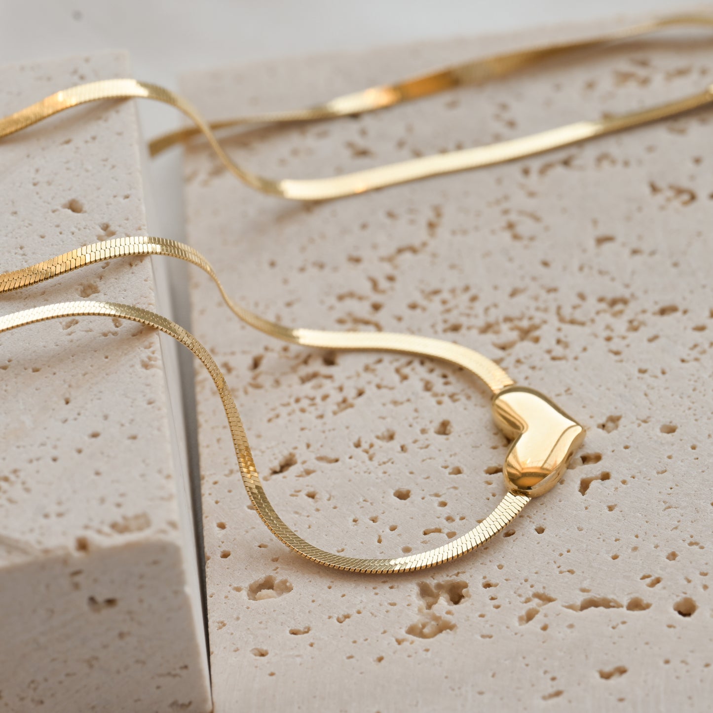 Small Herringbone Heart Necklace