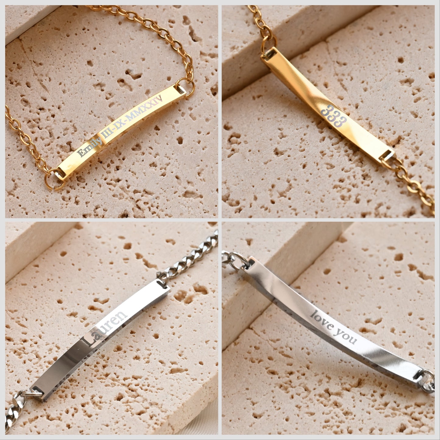 Curved Bar Engraved Bracelet
