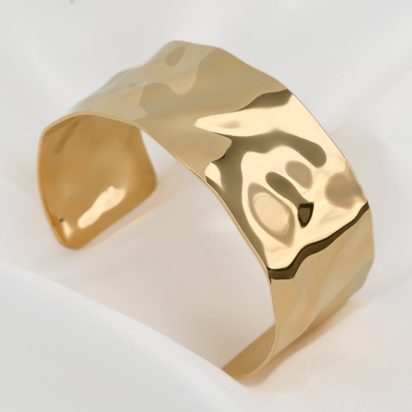 Wide Hammered Cuff Bracelet