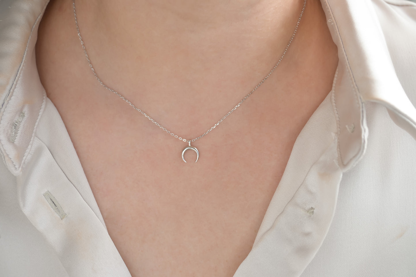 Silver Crescent Necklace