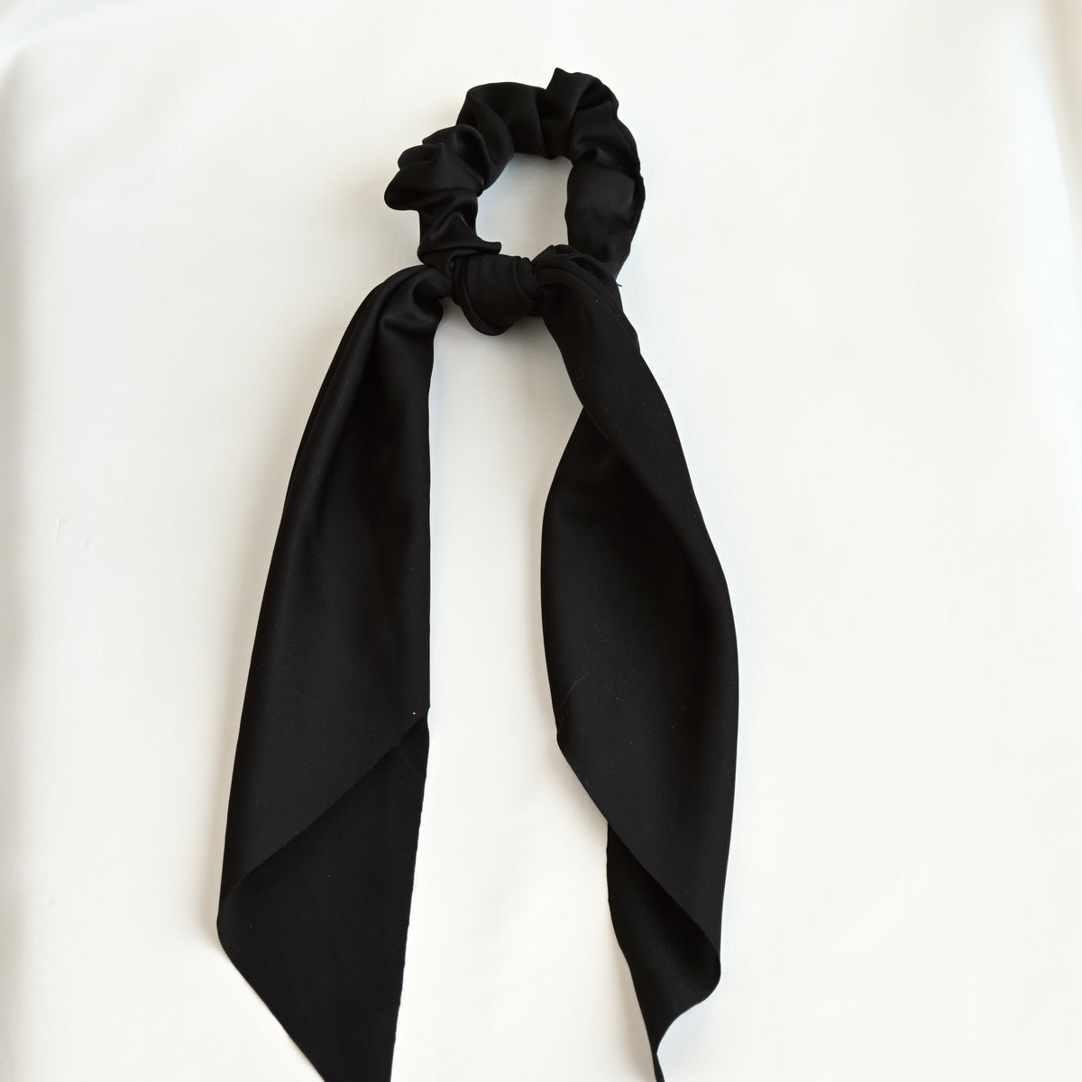 Satin Bow Hair Tie - Long Ruffled Ribbon Scrunchies