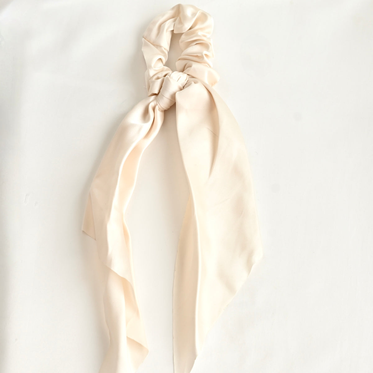 Satin Bow Hair Tie - Long Ruffled Ribbon Scrunchies