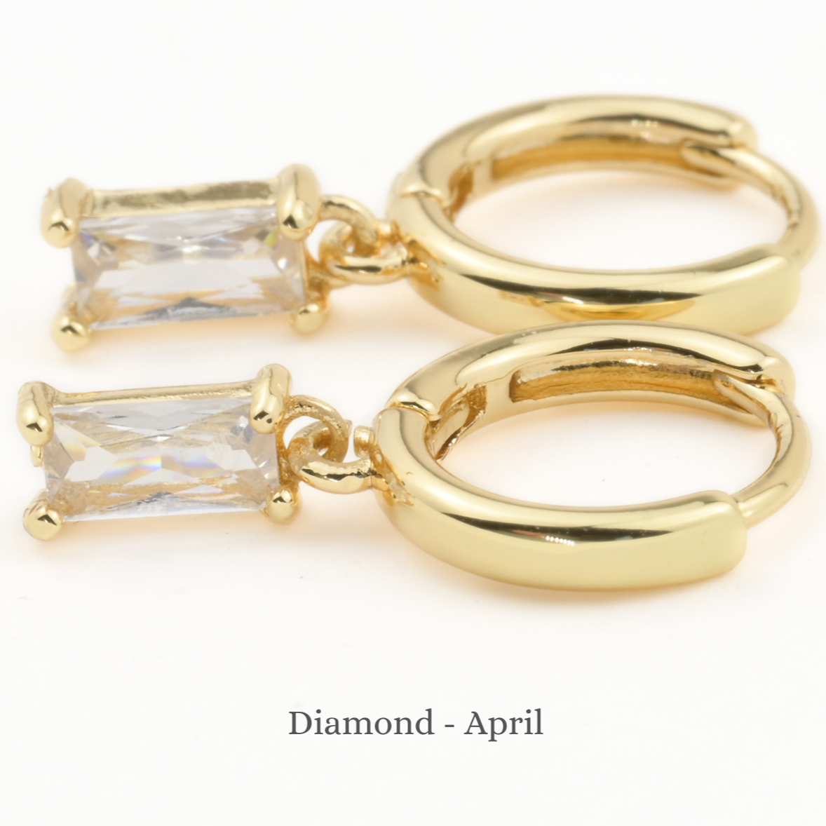 Baguette Birthstone Hoops