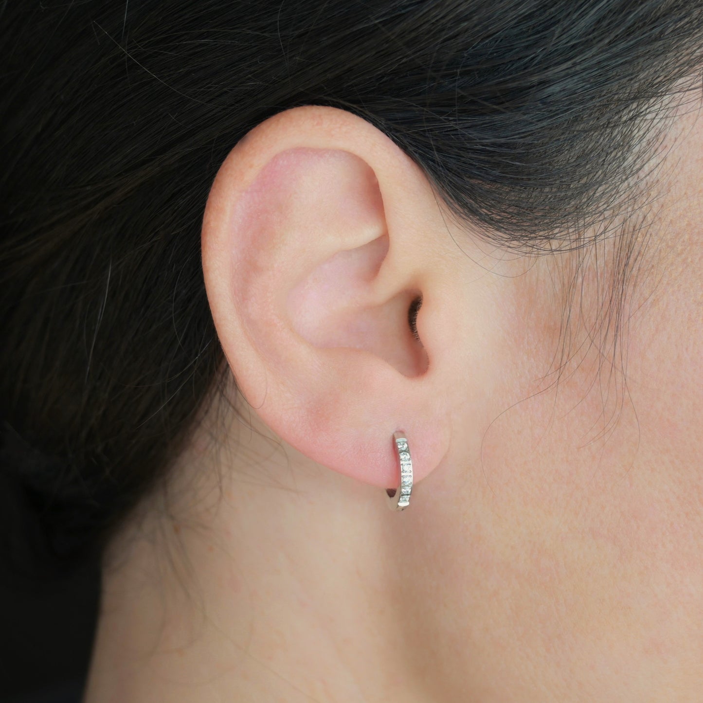 Flat Pave Diamond Hoops