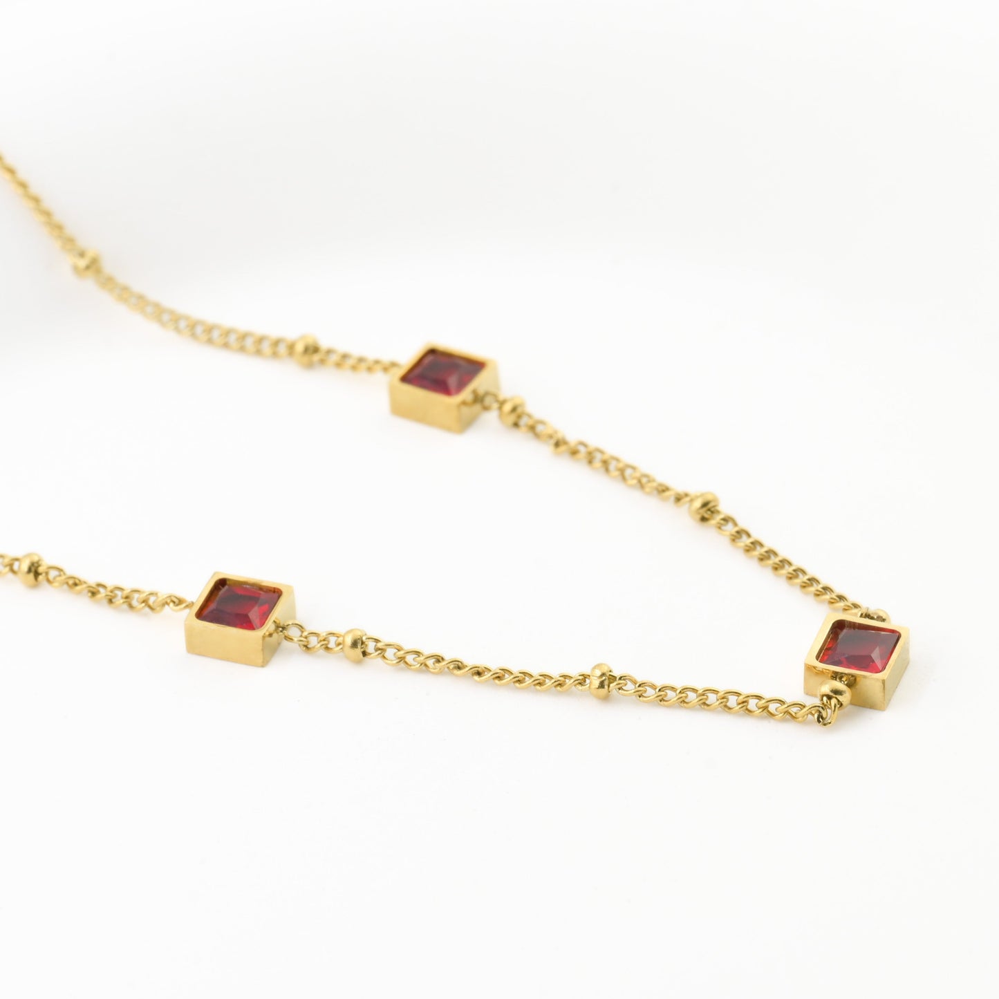 Garnet Diamond Necklace - January Birthstone Necklace