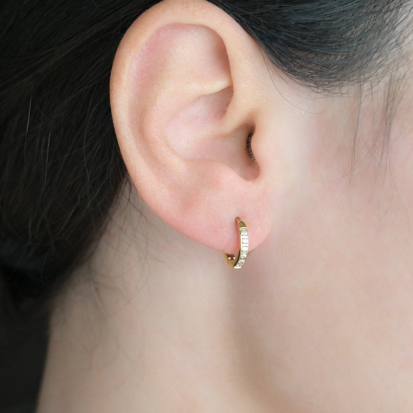 Flat Pave Diamond Hoops