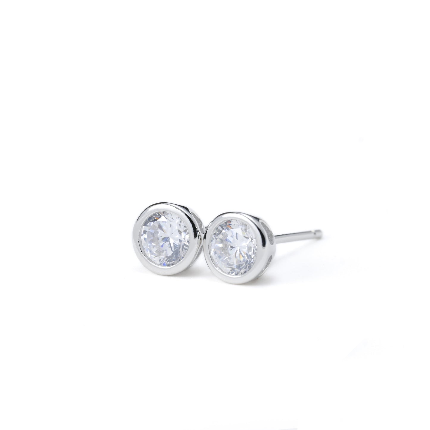 Silver Bezel Studs