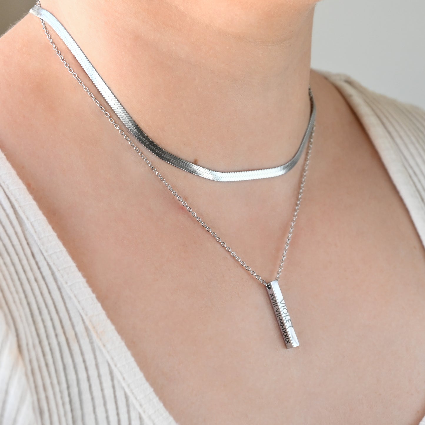 Engraved Bar Necklace