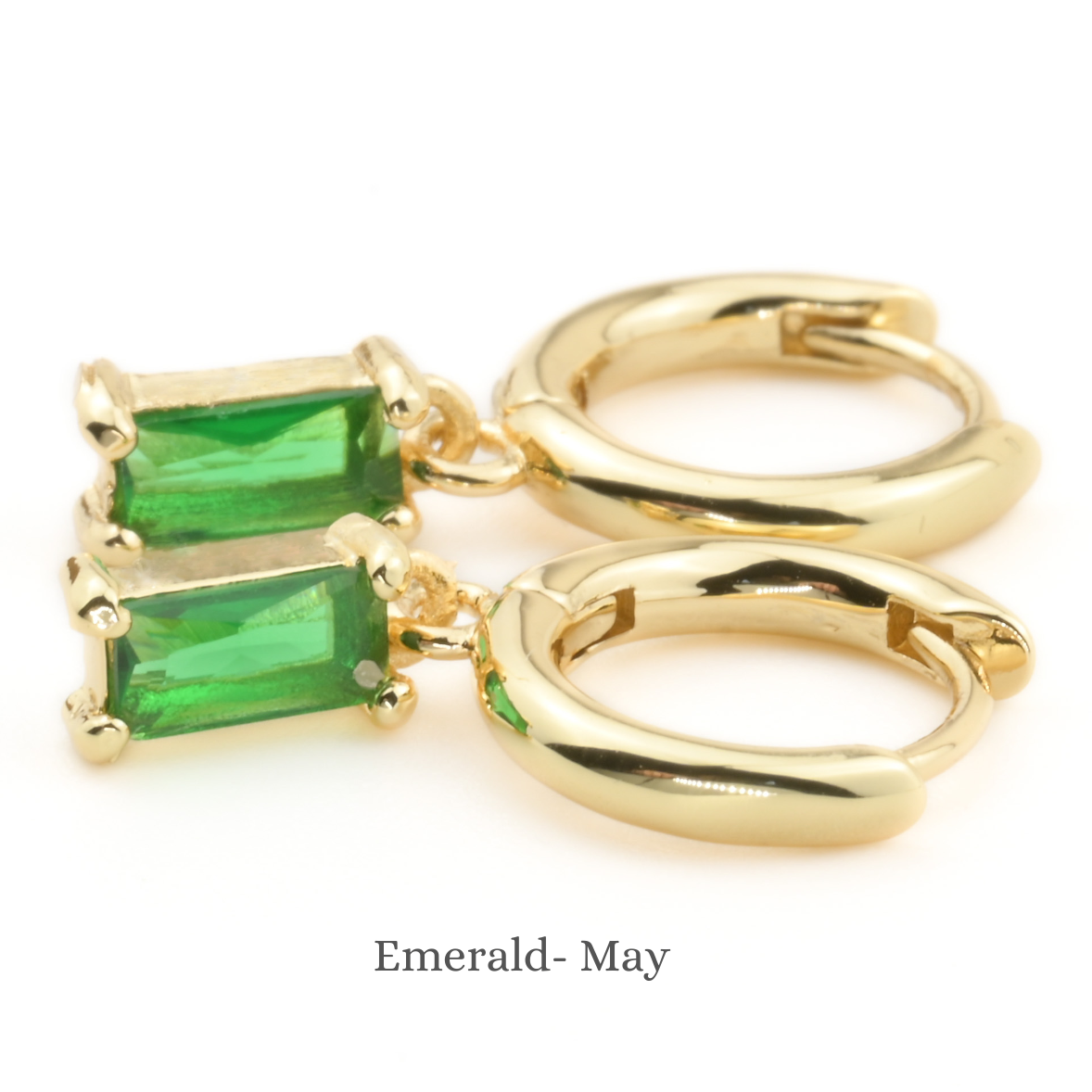 Baguette Birthstone Hoops