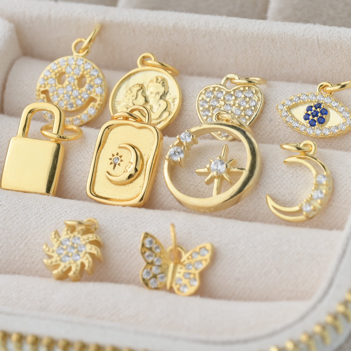 925 Silver Charm Necklace - GOLD