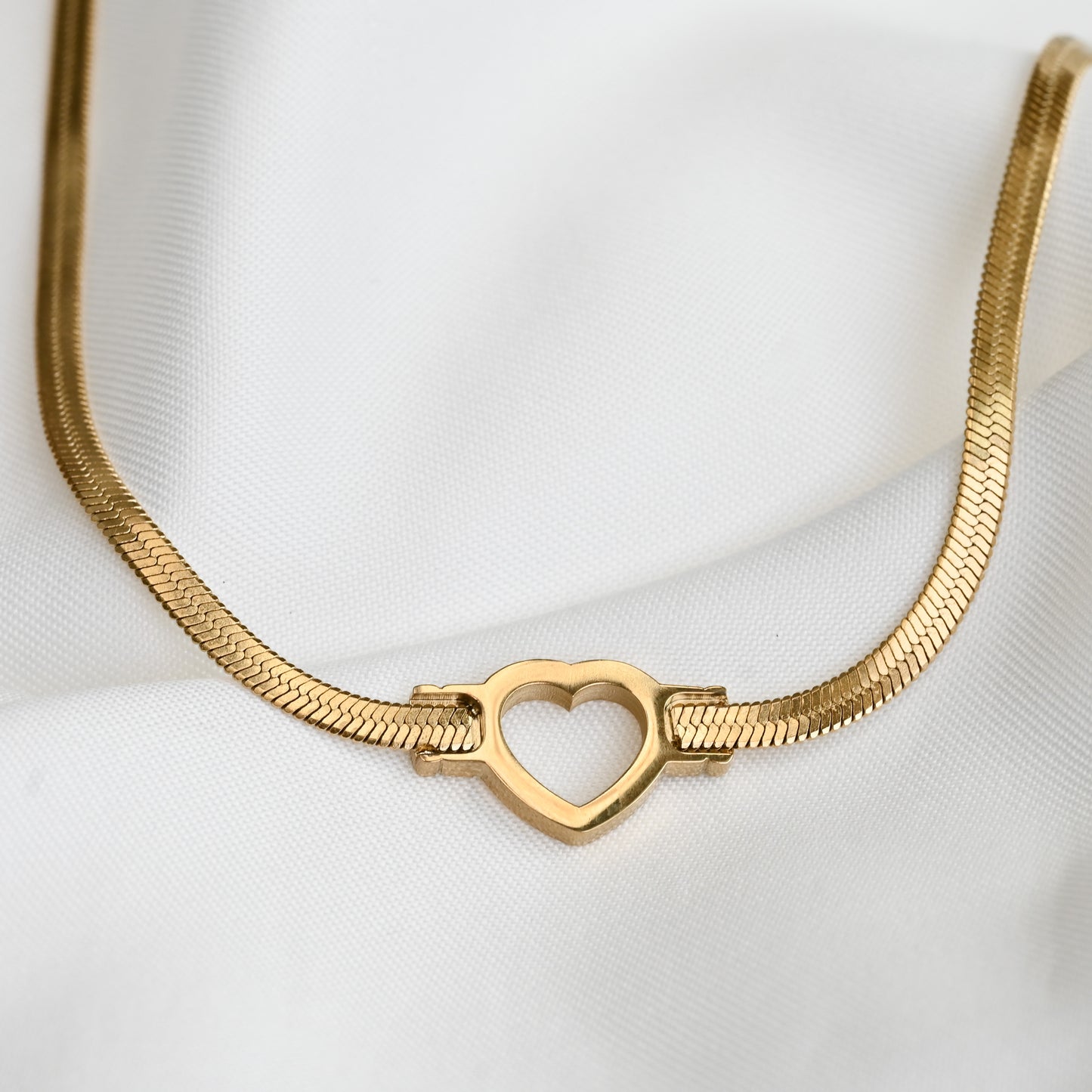 Medium Herringbone Heart Necklace