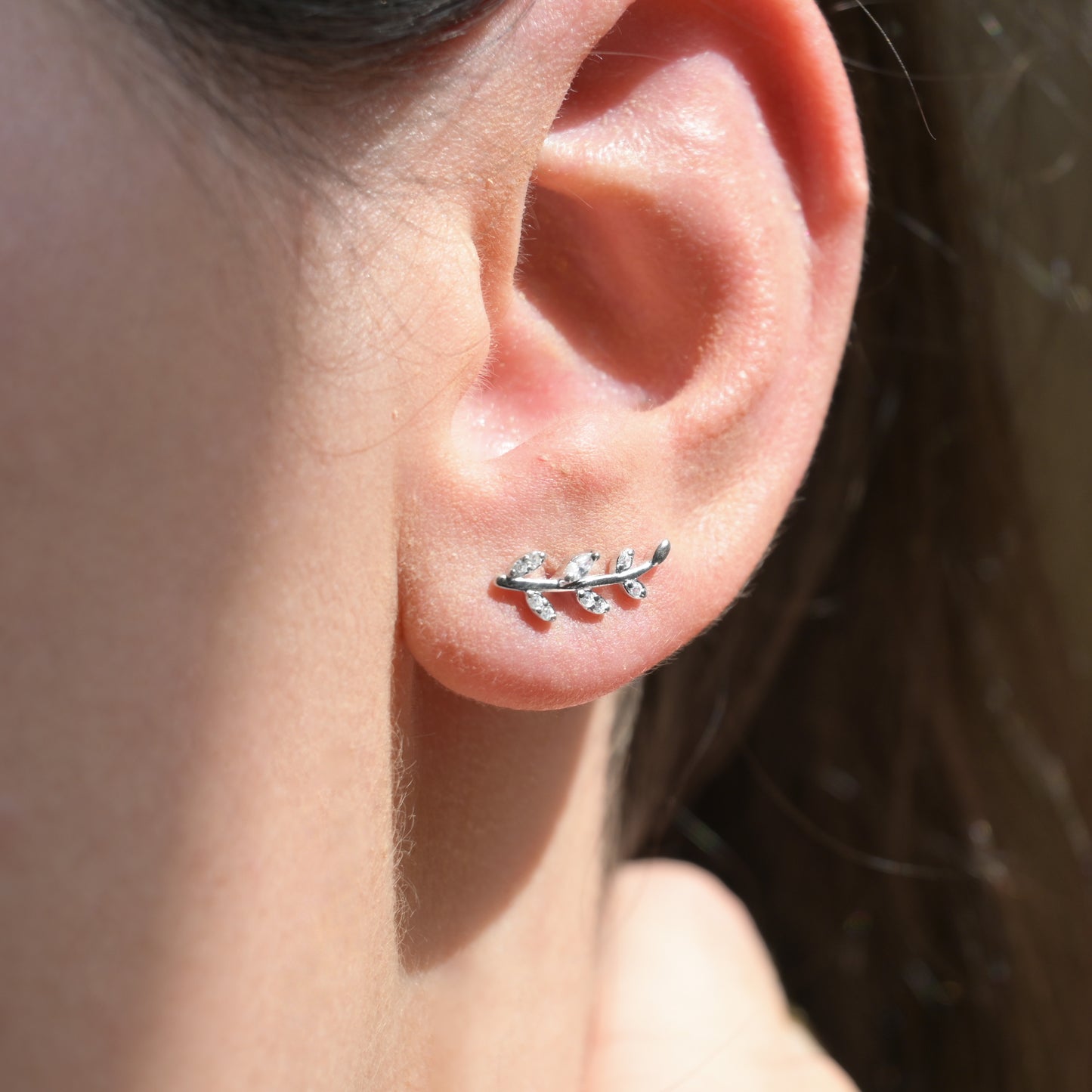 Silver Olive Branch Studs