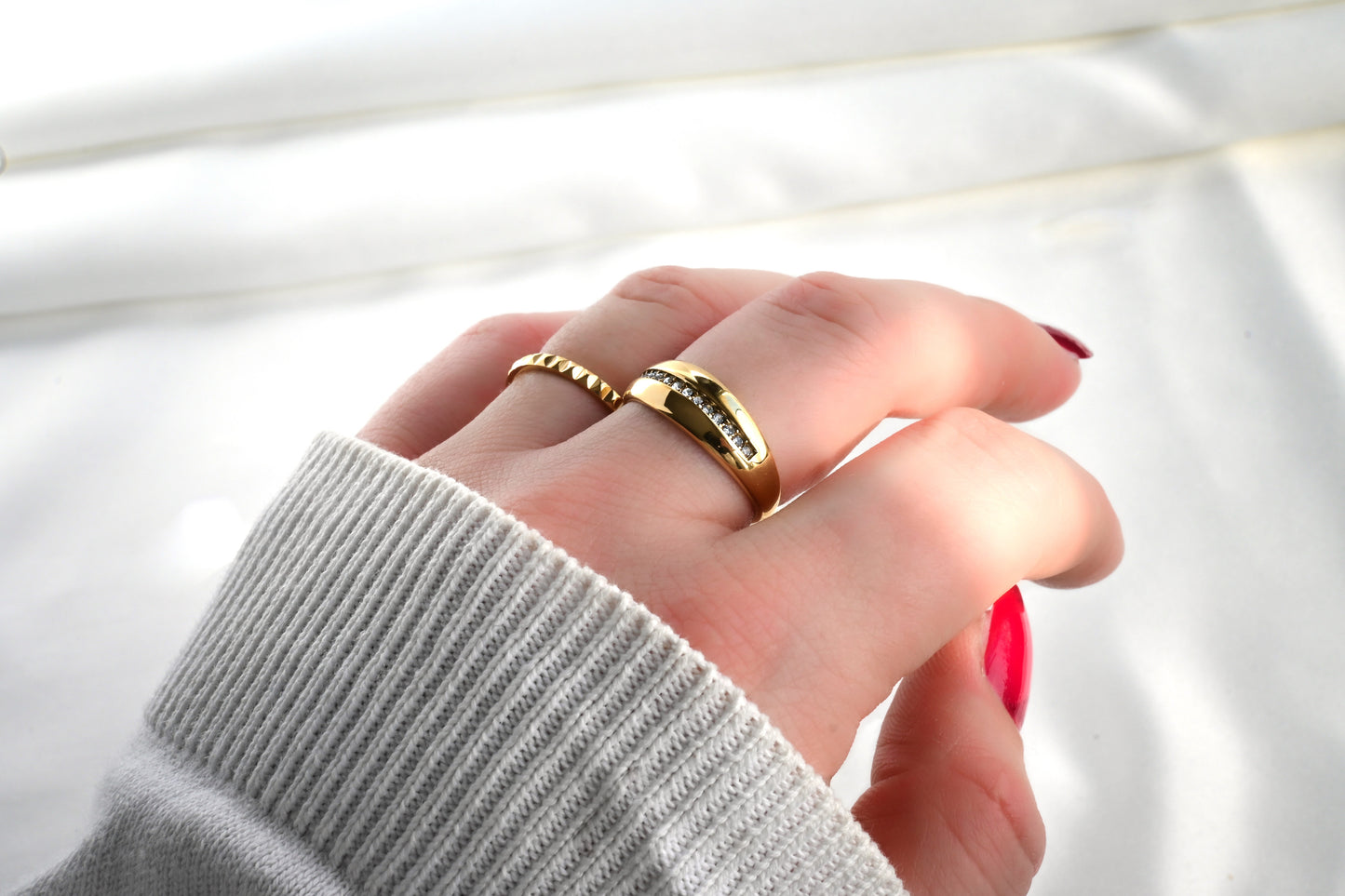 Diamond Line Dome Ring