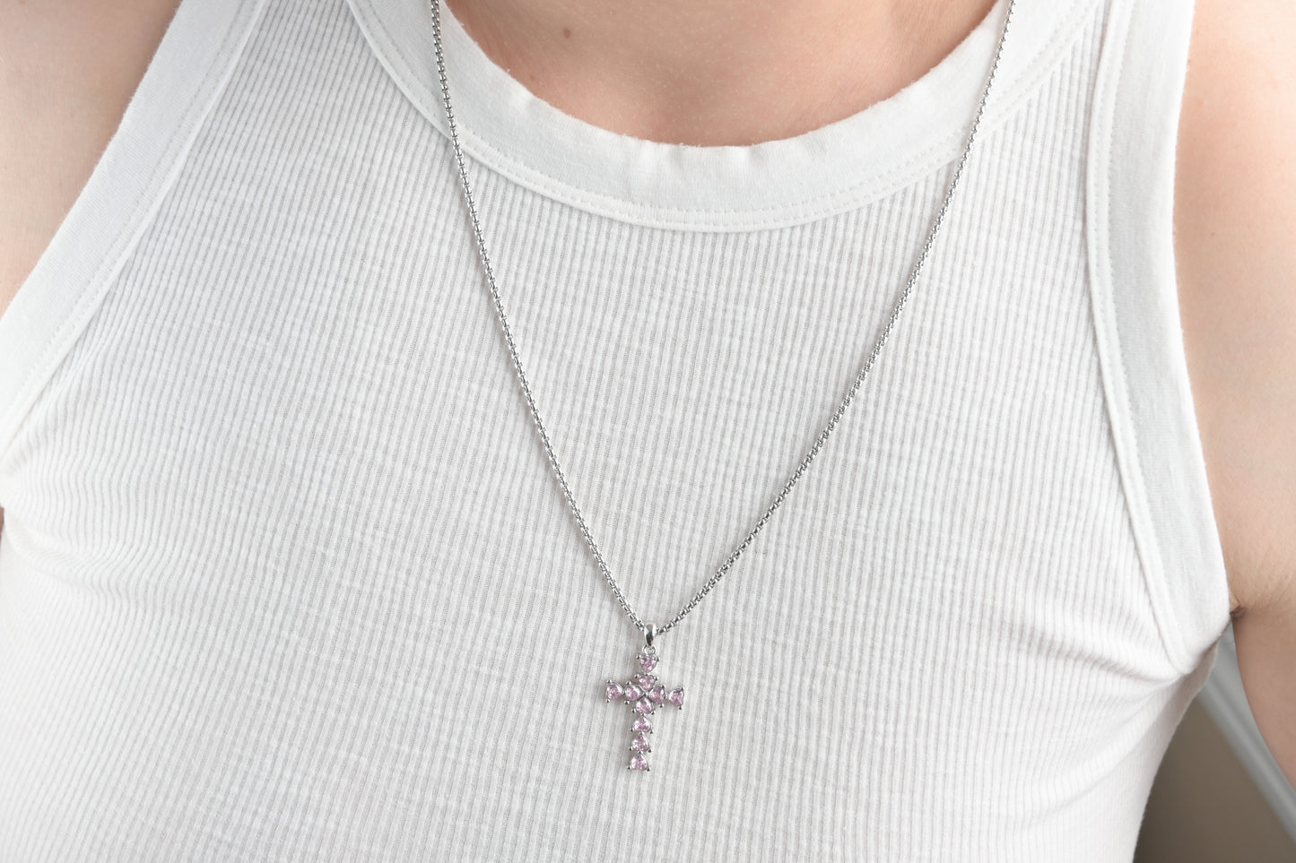 Long Diamond Cross Necklace