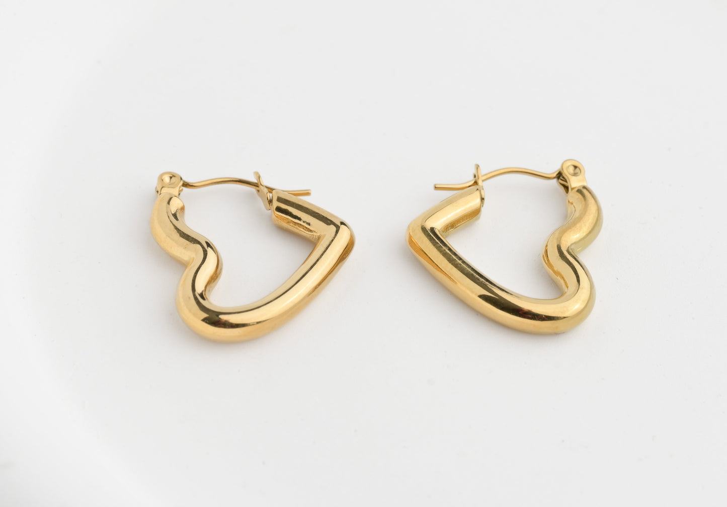 Sterling Silver Medium Sideways Heart Hoops