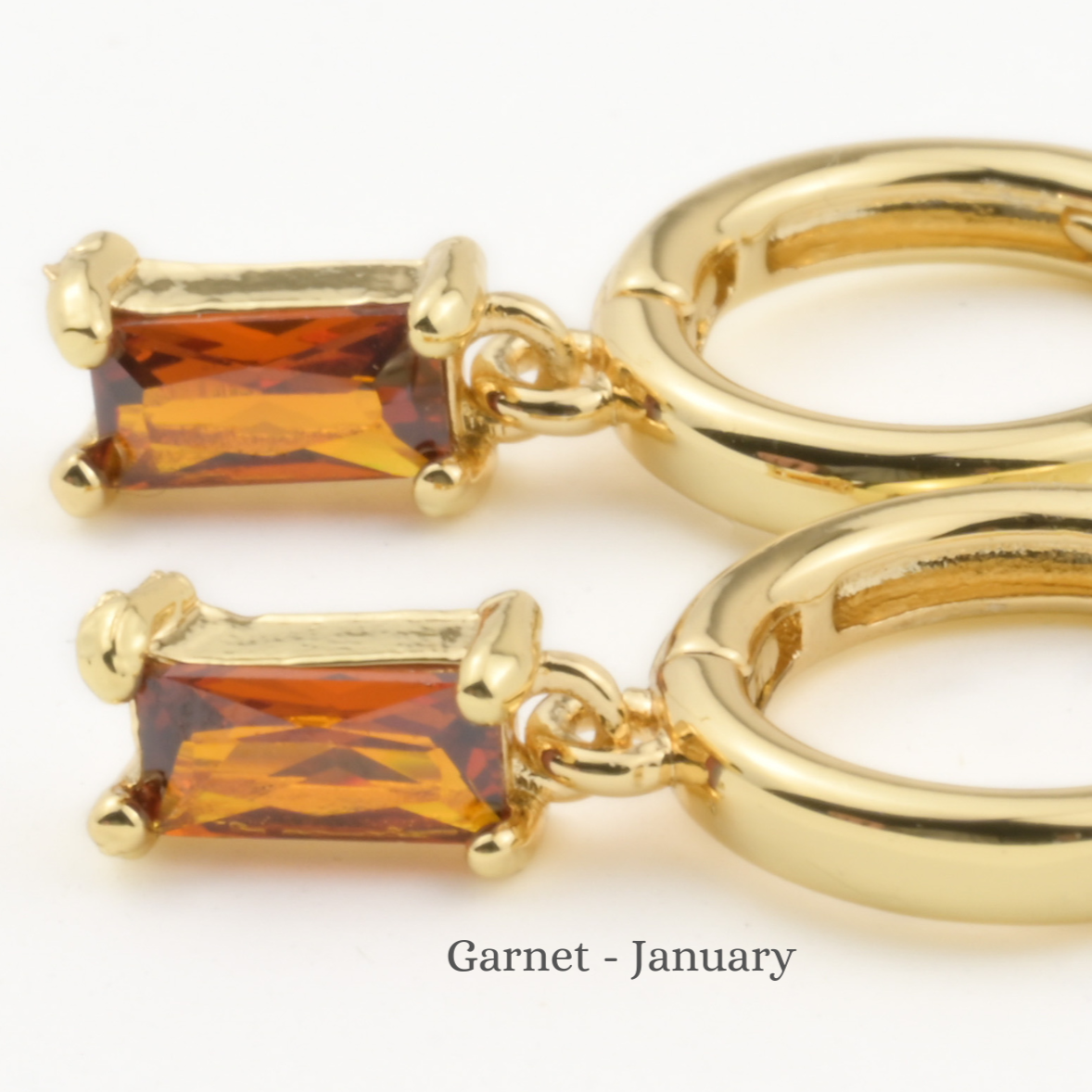Baguette Birthstone Hoops