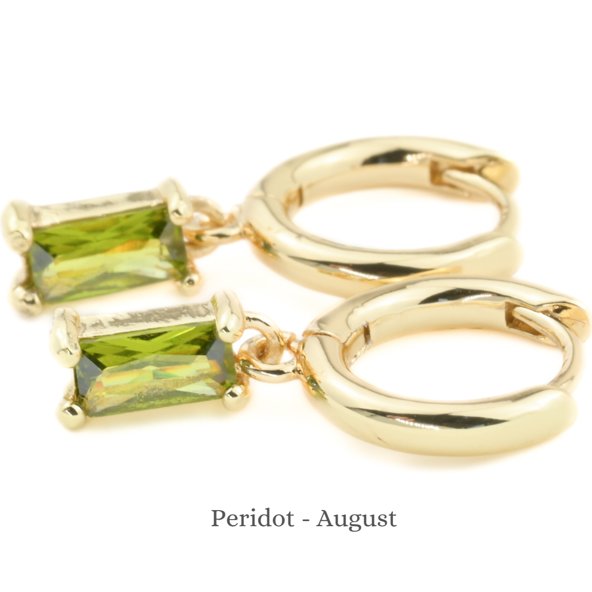 Baguette Birthstone Hoops