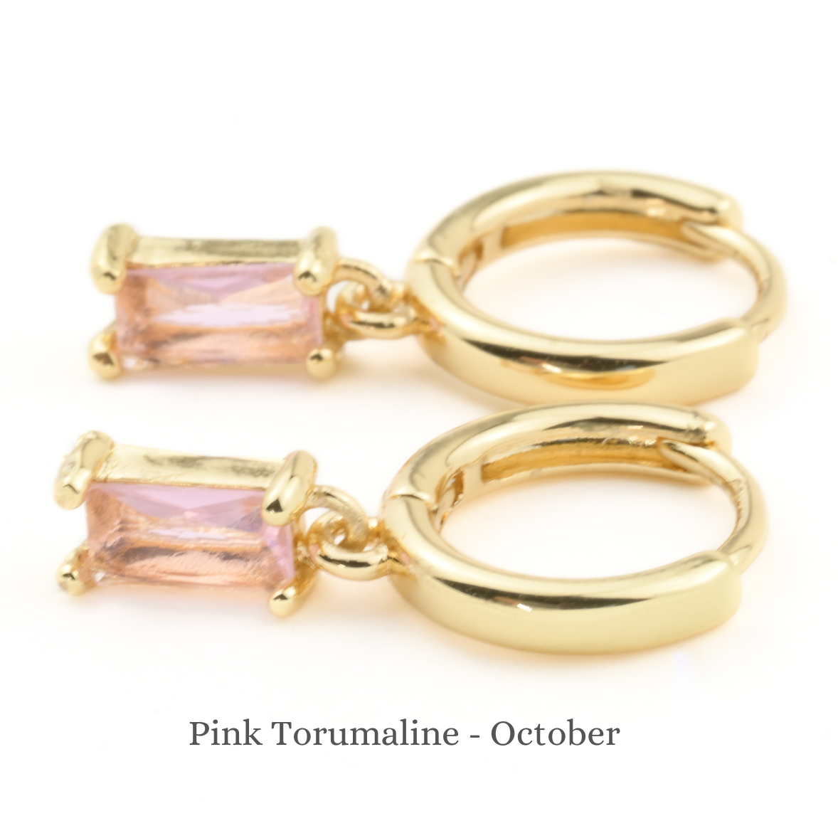 Baguette Birthstone Hoops