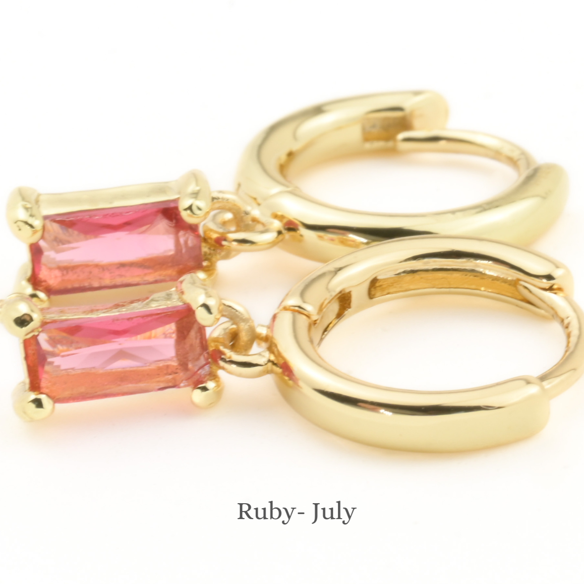 Baguette Birthstone Hoops