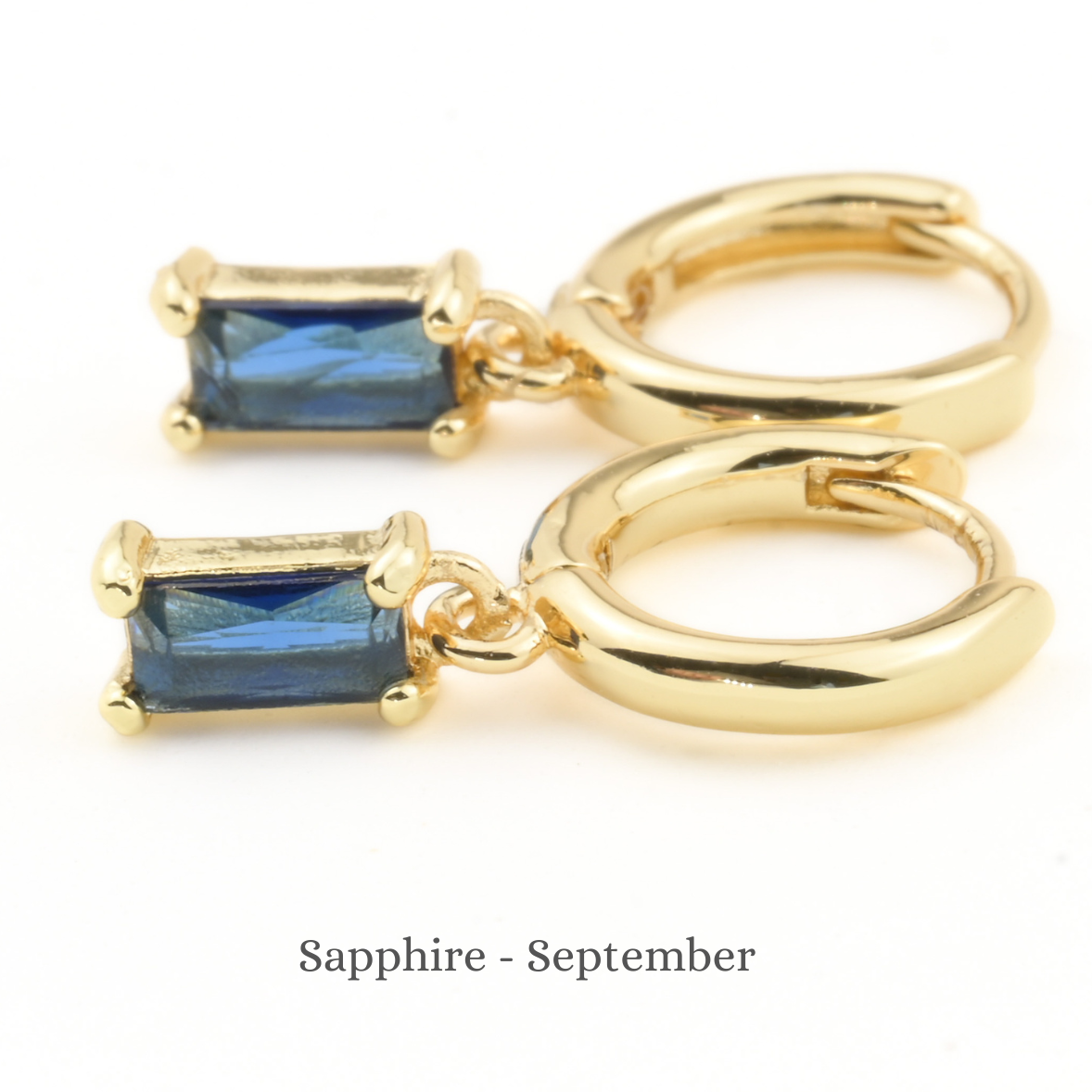 Baguette Birthstone Hoops