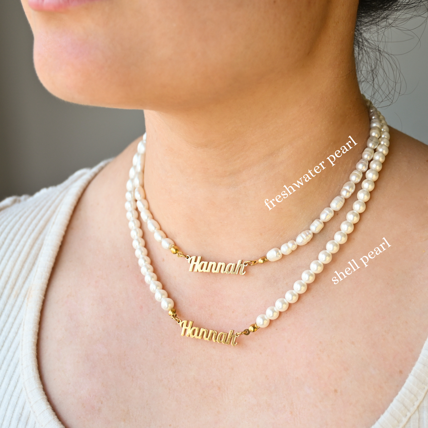 Custom Pearl Name Necklace