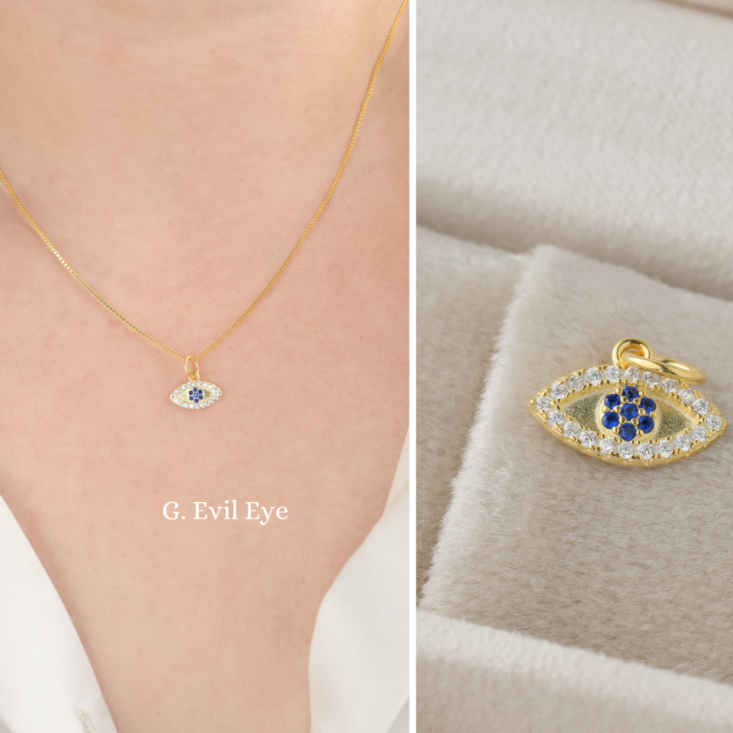 925 Silver Charm Necklace - GOLD