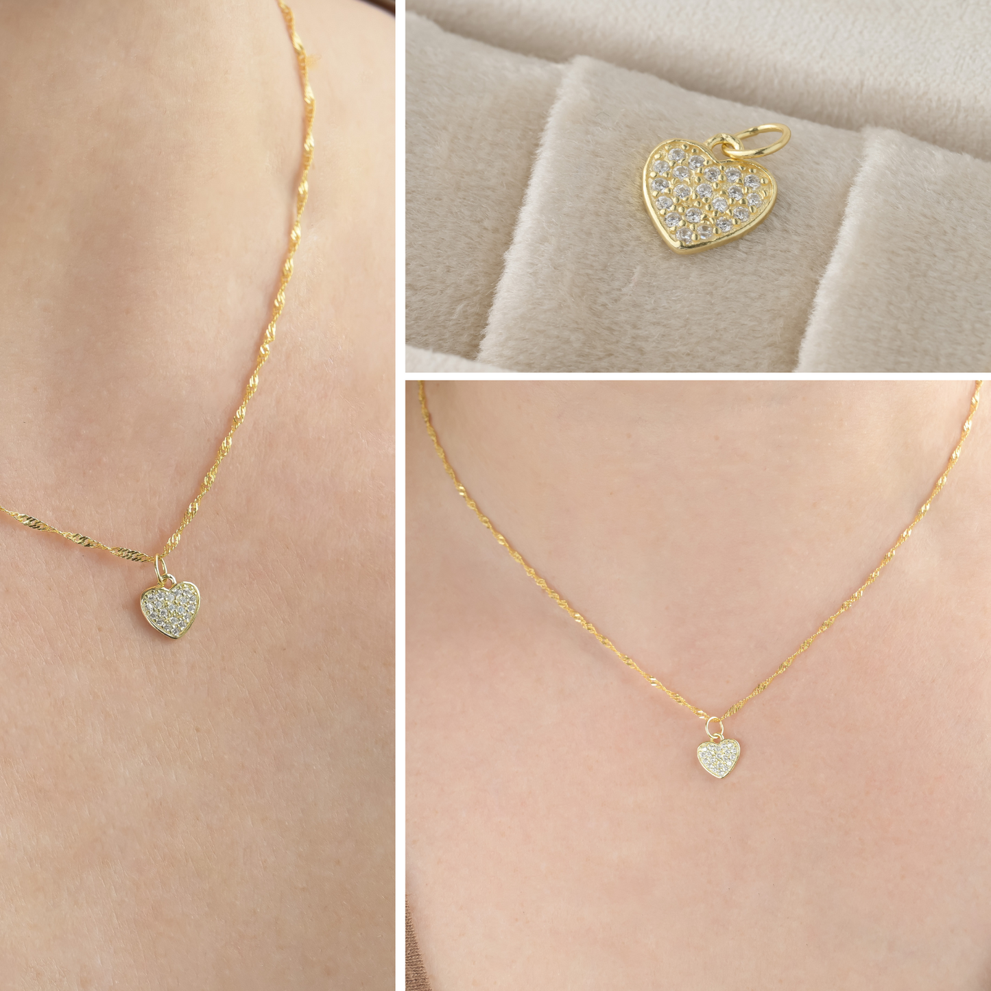 925 Silver Charm Necklace - GOLD