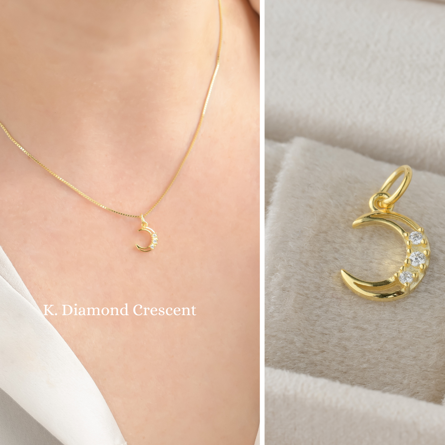 925 Silver Charm Necklace - GOLD
