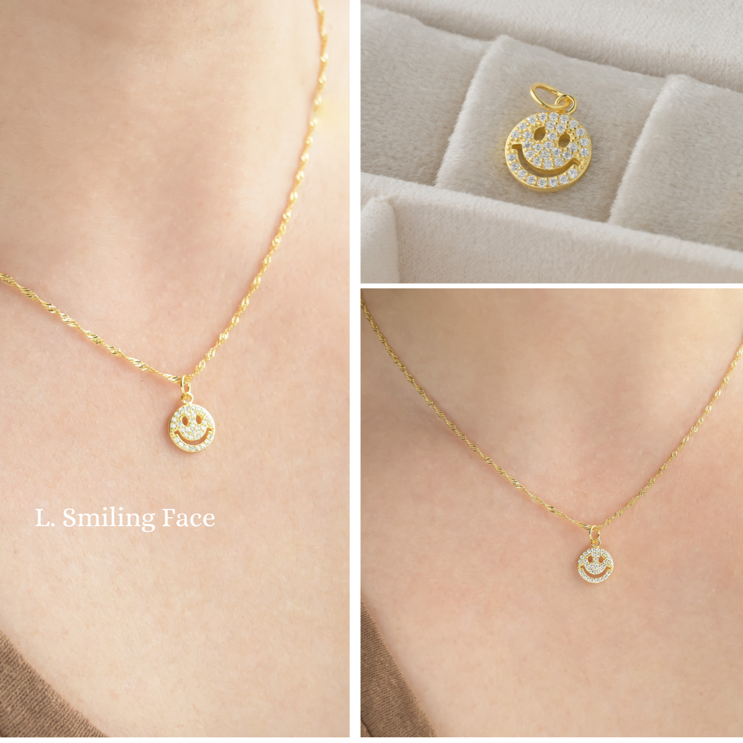 925 Silver Charm Necklace - GOLD