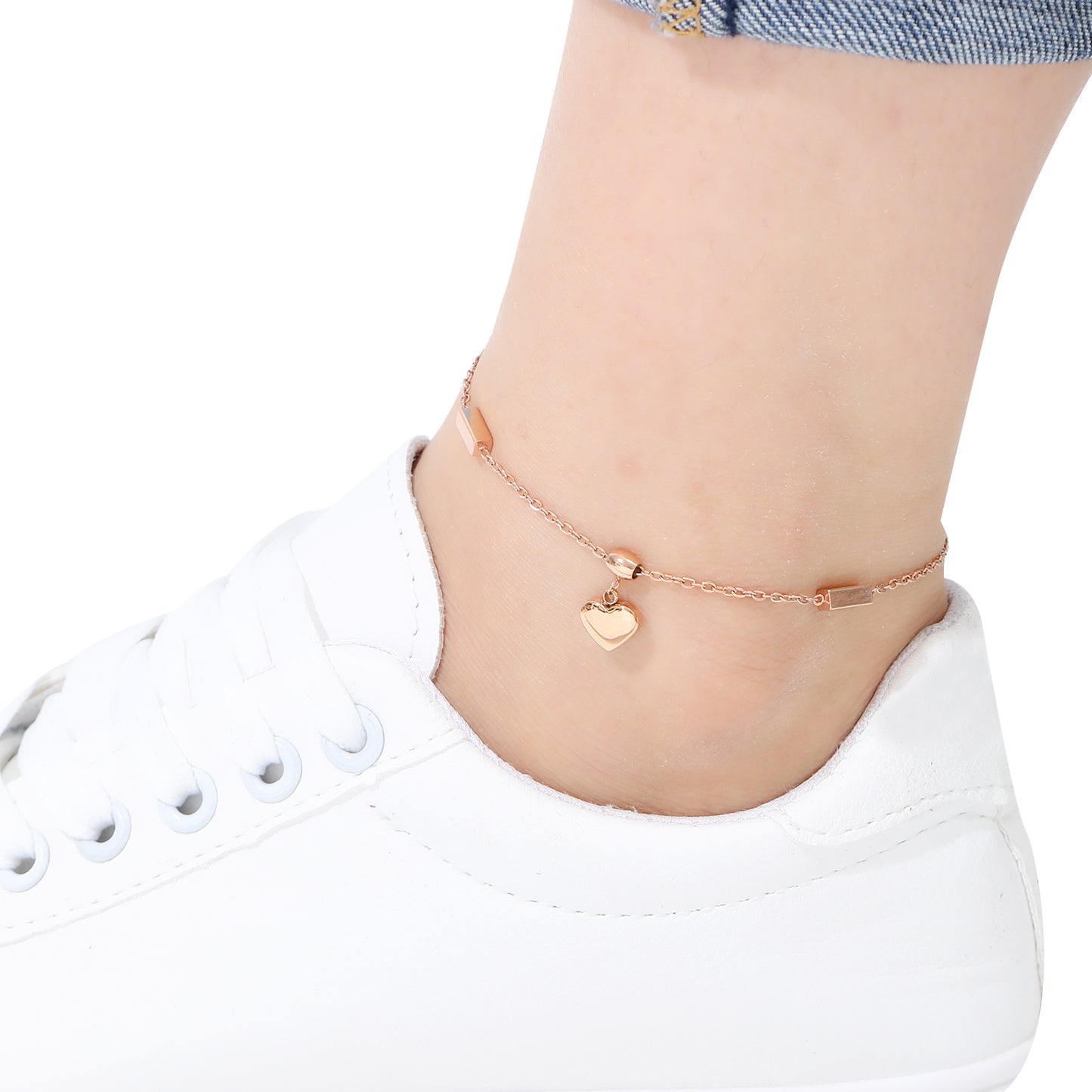 Rose Gold Heart Anklet