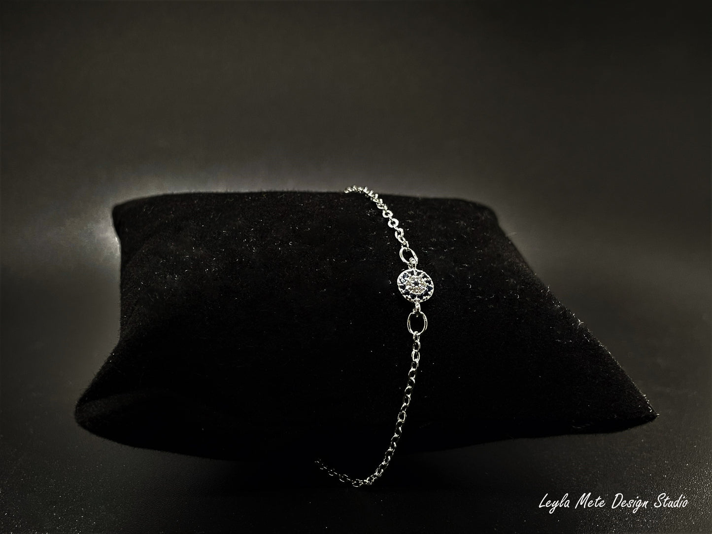 Dainty Diamond Evil Eye Bracelet
