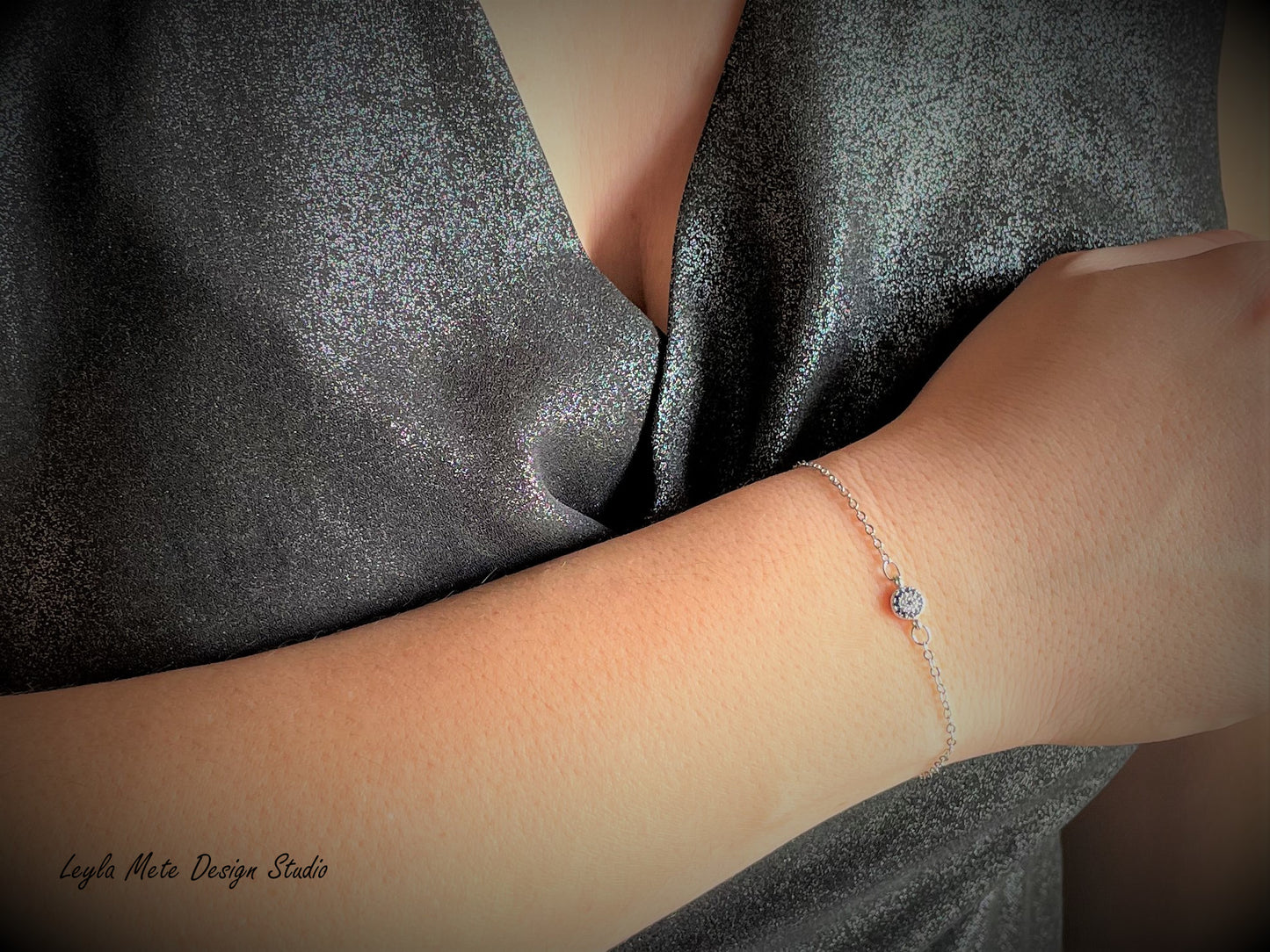 Dainty Diamond Evil Eye Bracelet