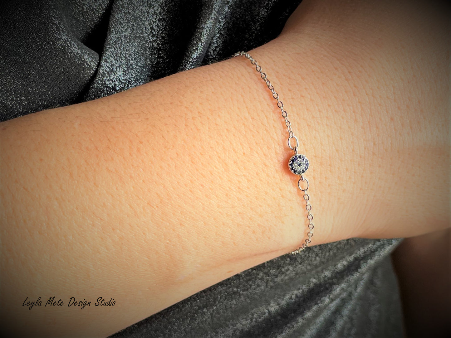 Dainty Diamond Evil Eye Bracelet