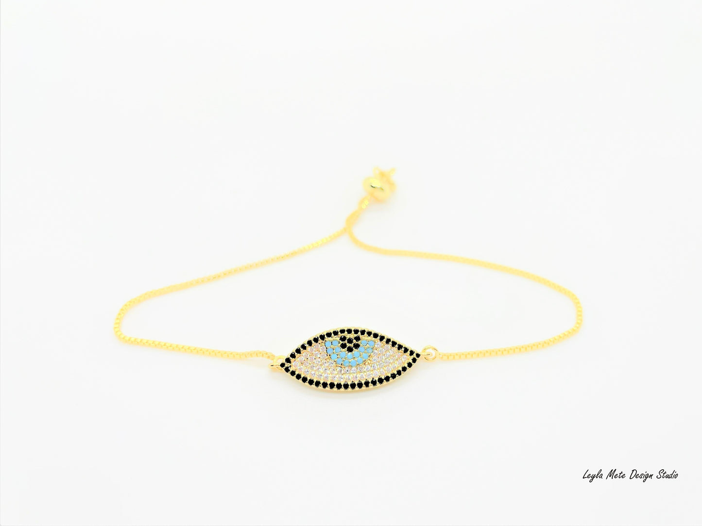 Oval Evil Eye Slider Bracelet