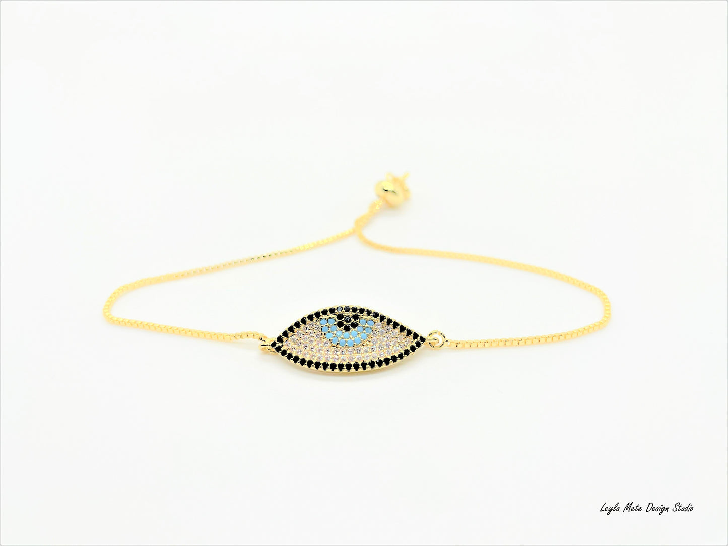 Oval Evil Eye Slider Bracelet