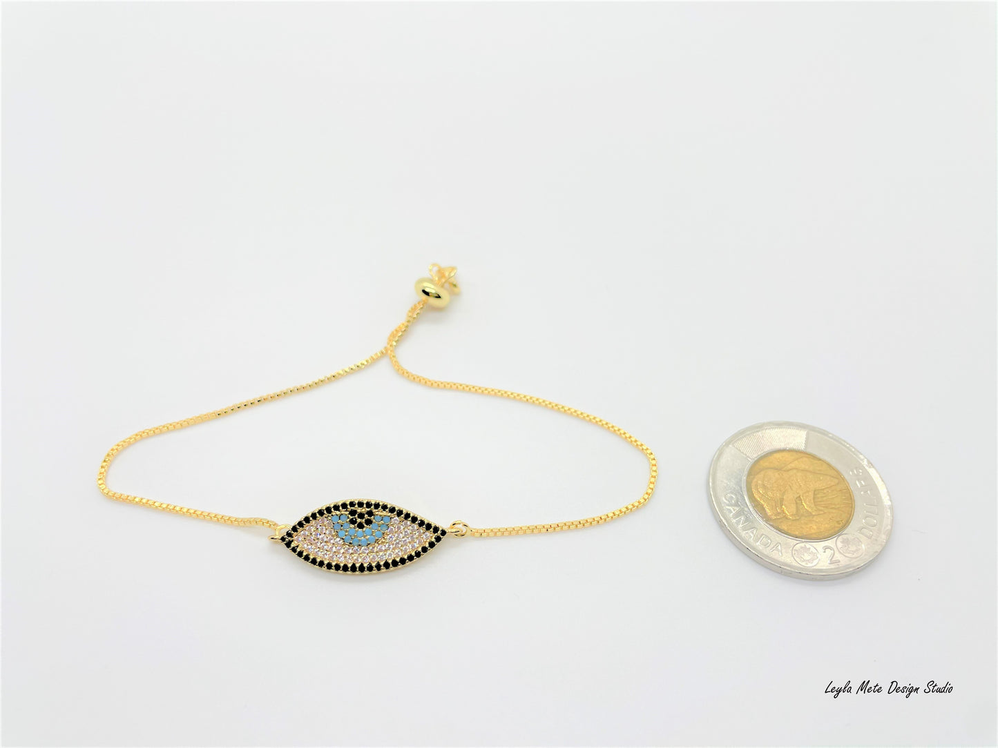 Oval Evil Eye Slider Bracelet