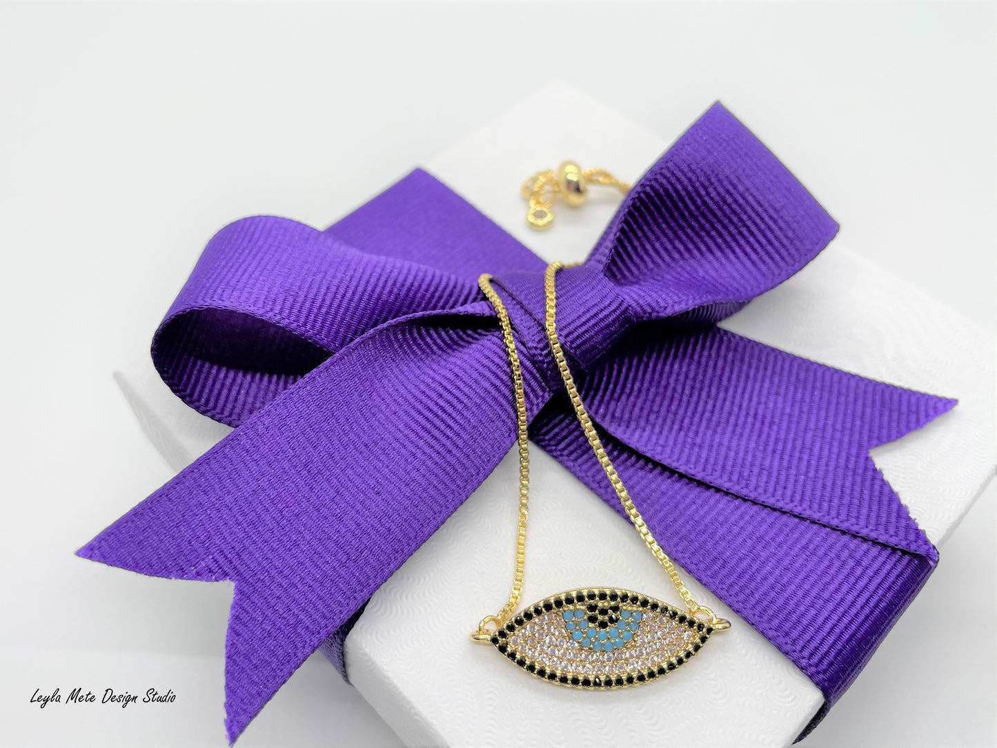 Oval Evil Eye Slider Bracelet