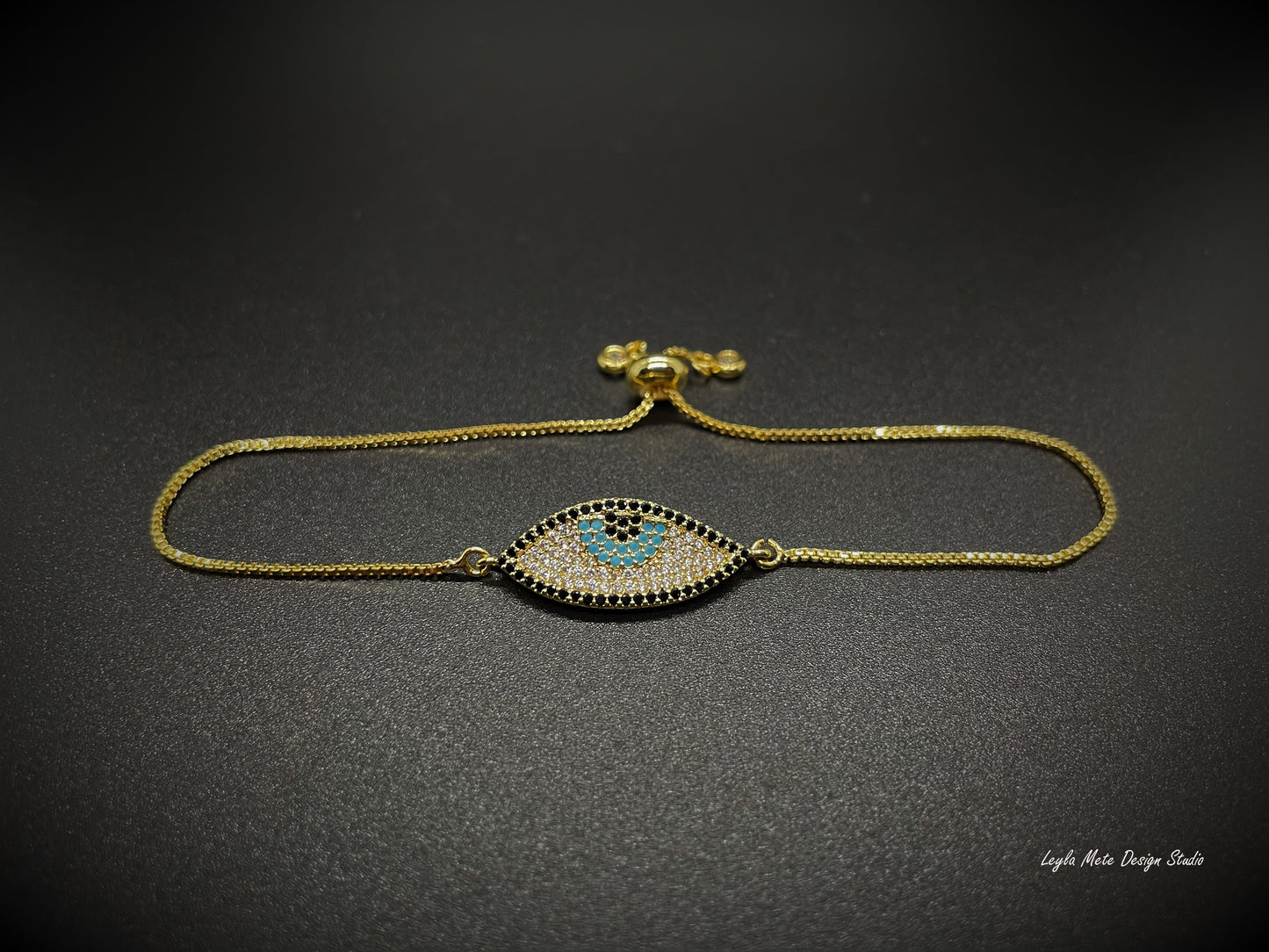 Oval Evil Eye Slider Bracelet